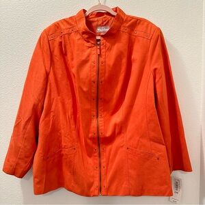 TanJay Faux Suede Full Zip Studded Orange Women’s Jacket 22W